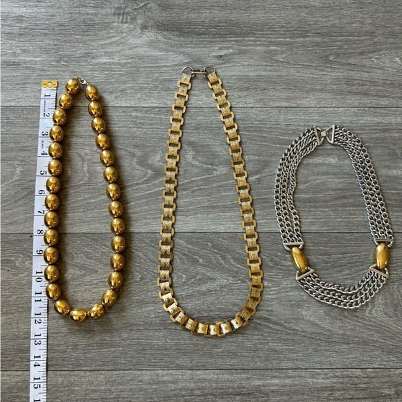 Lot Of 3 VTG Monet & Napier Silver & Gold Tone Chunky Statement Necklaces Signed - Picture 11 of 14